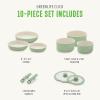 imageGreenLife Click 10Piece Ceramic Nonstick Cookware Set Detachable Handle Stackable Space Saving Kitchen Essential Non Toxic PFASFree Pots ampamp Pans Induction ampamp Oven Safe Glass Lid Speckled CreamSage Green