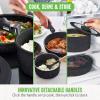 imageGreenLife Click 10Piece Ceramic Nonstick Cookware Set Detachable Handle Stackable Space Saving Kitchen Essential Non Toxic PFASFree Pots ampamp Pans Induction ampamp Oven Safe Glass Lid Speckled CreamSpeckled Black