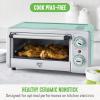 imageGreenLife Countertop Toaster Oven Air Fryer Stainless Steel Healthy Ceramic Nonstick PFAS and PFOAFree Tray ampamp Basket Bake Broil Reheat Adjustable Temp ampamp Time Control Auto Shutoff PinkTurquoise