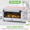 imageGreenLife Countertop Toaster Oven Air Fryer Stainless Steel Healthy Ceramic Nonstick PFAS and PFOAFree Tray ampamp Basket Bake Broil Reheat Adjustable Temp ampamp Time Control Auto Shutoff PinkPink