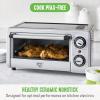 imageGreenLife Countertop Toaster Oven Air Fryer Stainless Steel Healthy Ceramic Nonstick PFAS and PFOAFree Tray ampamp Basket Bake Broil Reheat Adjustable Temp ampamp Time Control Auto Shutoff PinkBlack