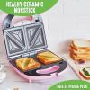 imageGreenLife Pro Electric Panini Press Grill and Sandwich Maker Healthy Ceramic Nonstick PlatesEasy Indicator Light PFASFree YellowPink
