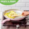 imageGreenLife Sandstone Healthy Ceramic Nonstick 12 Frying Pan Skillet PFASFree Dishwasher Safe PinkPink