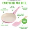 imageGreenLife Soft Grip 8 Frypan Skillet and Spatula Breakfast Cookware Set PFASFree Ceramic Nonstick Silicon Spatula with Bamboo Handle Egg Omelette Bacon Dishwasher Safe StayCool Handles CreamPink