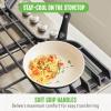 imageGreenLife Soft Grip 8 Frypan Skillet and Spatula Breakfast Cookware Set PFASFree Ceramic Nonstick Silicon Spatula with Bamboo Handle Egg Omelette Bacon Dishwasher Safe StayCool Handles CreamBlack