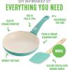 imageGreenLife Soft Grip 8 Frypan Skillet and Spatula Breakfast Cookware Set PFASFree Ceramic Nonstick Silicon Spatula with Bamboo Handle Egg Omelette Bacon Dishwasher Safe StayCool Handles CreamTurquoise
