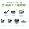imageGreenLife Soft Grip Diamond Healthy Ceramic Nonstick 12 Piece Cookware Pots and Pans Set TurquoiseTurquoise