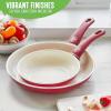 imageGreenLife Soft Grip Healthy Ceramic Nonstick 7quot and 10quot Frying Pan Skillet Set PFASFree Dishwasher Safe Red