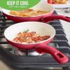 imageGreenLife Soft Grip Healthy Ceramic Nonstick 7quot and 10quot Frying Pan Skillet Set PFASFree Dishwasher Safe Red
