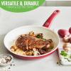 imageGreenLife Soft Grip Healthy Ceramic Nonstick 7quot and 10quot Frying Pan Skillet Set PFASFree Dishwasher Safe Red