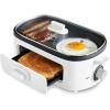 imageGreenLife 3in1 Breakfast Station Ceramic Nonstick Dual Griddles for Eggs Meat Pancakes ampamp Sandwiches  2Slice Toast Drawer Healthy Cooking Timer Versatile Morning Meal Maker PinkWhite