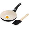 imageGreenLife Soft Grip 8 Frypan Skillet and Spatula Breakfast Cookware Set PFASFree Ceramic Nonstick Silicon Spatula with Bamboo Handle Egg Omelette Bacon Dishwasher Safe StayCool Handles CreamBlack