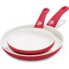 imageGreenLife Soft Grip Healthy Ceramic Nonstick 7quot and 10quot Frying Pan Skillet Set PFASFree Dishwasher Safe Red