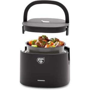 imageGreenLife 20oz Electric Lunch Box Food ampamp Soup Warmer PFAS ampamp PFOAFree Ceramic Nonstick Interior Portable for Travel ampamp Office SpillProof Lid Removable Bowl Dishwasher Safe TaupeBlack