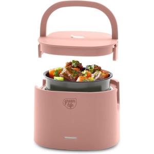 imageGreenLife 20oz Electric Lunch Box Food ampamp Soup Warmer PFAS ampamp PFOAFree Ceramic Nonstick Interior Portable for Travel ampamp Office SpillProof Lid Removable Bowl Dishwasher Safe TaupeDusty Rose