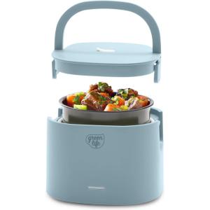 imageGreenLife 20oz Electric Lunch Box Food ampamp Soup Warmer PFAS ampamp PFOAFree Ceramic Nonstick Interior Portable for Travel ampamp Office SpillProof Lid Removable Bowl Dishwasher Safe TaupeBlue Haze