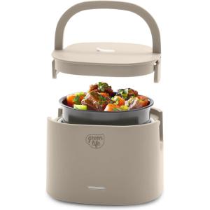 imageGreenLife 20oz Electric Lunch Box Food ampamp Soup Warmer PFAS ampamp PFOAFree Ceramic Nonstick Interior Portable for Travel ampamp Office SpillProof Lid Removable Bowl Dishwasher Safe TaupeTaupe