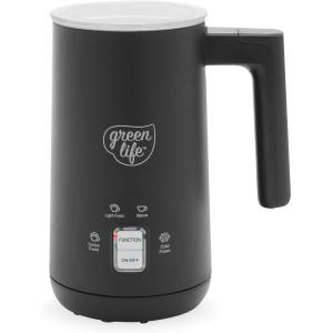 imageGreenLife Ceramic Electric Milk Frother 10oz 4in1 Auto Hot and Cold Foam Dense and Light Foam PFOA and PFAS Free Cordless Milk Warmer and Steamer for Latte Coffee WhiteBlack