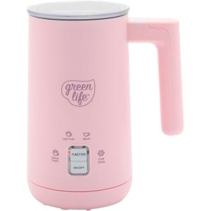 imageGreenLife Ceramic Electric Milk Frother 10oz 4in1 Auto Hot and Cold Foam Dense and Light Foam PFOA and PFAS Free Cordless Milk Warmer and Steamer for Latte Coffee WhitePink