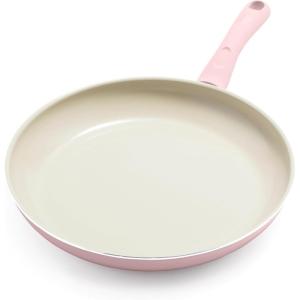 imageGreenLife Sandstone Healthy Ceramic Nonstick 12 Frying Pan Skillet PFASFree Dishwasher Safe PinkPink