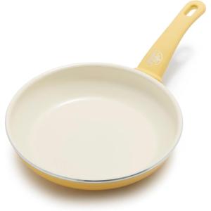imageGreenLife Soft Grip Healthy Ceramic Nonstick 8quot Frying Pan Skillet PFASFree Dishwasher Safe BlueYellow