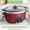 imageGreenLife Soft Grip 16 Piece Healthy Ceramic Nonstick Cookware Set Pots and Pans Set 6Quart Slow Cooker PFAS ampamp PFOAFree Dishwasher Safe Oven Safe Versatile Kitchen Essentials PinkRed