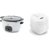imageGreenLife Cook Duo Healthy Ceramic Nonstick 6QT Slow Cooker White ampamp Healthy Ceramic Nonstick 4Cup Rice Oats and Grains Cooker PFASFree Dishwasher Safe Parts White