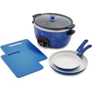 imageGreenLife 2 Cutting boards 6QT Healthy Ceramic Nonstick Slow Cooker PFAS ampamp PFOAFree Programmable StovetopSafe Extra Durable Versatile Kitchen Essentials Easy Clean WhitePink