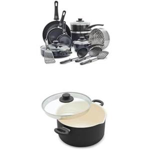 imageGreenLife 22Piece Black Cookware Set PFASFree Ceramic Nonstick Pots Pans Utensils ampamp 6Qt Slow Cooker