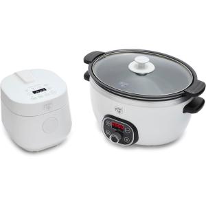 imageGreenLife 6QT Programmable Slow Cooker and 4Cup Rice and Grain Cooker Healthy Ceramic Nonstick PFAS ampamp PFOAFree Digital Timer Dishwasher Safe Versatile Cooking Appliances WhiteWhite