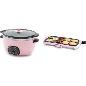 imageGreenLife Cook Duo Healthy Ceramic 6QT Slow Cooker Digital Timer Parts Soft Pink ampamp Healthy Ceramic Extra Large 2022 Electric Griddle for Pancakes Eggs Burgers and More Soft PinkSoft Pink