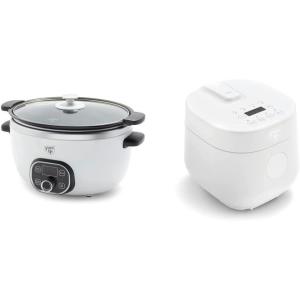 imageGreenLife Cook Duo Healthy Ceramic Nonstick 6QT Slow Cooker White ampamp Healthy Ceramic Nonstick 4Cup Rice Oats and Grains Cooker PFASFree Dishwasher Safe Parts White