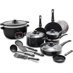 imageGreenLife Soft Grip 16 Piece Healthy Ceramic Nonstick Cookware Set Pots and Pans Set 6Quart Slow Cooker PFAS ampamp PFOAFree Dishwasher Safe Oven Safe Versatile Kitchen Essentials PinkBlack Diamond
