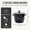 imageGreenLife Electric Rice Cooker 3Cups Uncooked6Cups Cooked Removable PFASFree Nonstick Pot OneSwitch Design Auto Keep Warm Small Space Saving Rice Paddle Soup Grains Oatmeal 15 QT Whiteblack