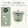 imageGreenLife Electric Rice Cooker 3Cups Uncooked6Cups Cooked Removable PFASFree Nonstick Pot OneSwitch Design Auto Keep Warm Small Space Saving Rice Paddle Soup Grains Oatmeal 15 QT Whitesage