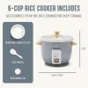 imageGreenLife Electric Rice Cooker 3Cups Uncooked6Cups Cooked Removable PFASFree Nonstick Pot OneSwitch Design Auto Keep Warm Small Space Saving Rice Paddle Soup Grains Oatmeal 15 QT WhiteGrey