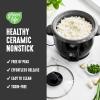 imageGreenLife Electric Rice Cooker 3Cups Uncooked6Cups Cooked Removable PFASFree Nonstick Pot OneSwitch Design Auto Keep Warm Small Space Saving Rice Paddle Soup Grains Oatmeal 15 QT Whiteblack