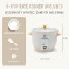imageGreenLife Electric Rice Cooker 3Cups Uncooked6Cups Cooked Removable PFASFree Nonstick Pot OneSwitch Design Auto Keep Warm Small Space Saving Rice Paddle Soup Grains Oatmeal 15 QT WhiteCream