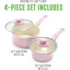 imageGreenLife Soft Grip 1QT and 2QT Saucepan Set Healthy Ceramic Nonstick Non Toxic PFAS ampamp PFOAFree Dishwasher Safe Glass Lids StayCool Handles Easy Clean Cookware Kitchen Essentials BlackSoft Pink