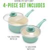 imageGreenLife Soft Grip 1QT and 2QT Saucepan Set Healthy Ceramic Nonstick Non Toxic PFAS ampamp PFOAFree Dishwasher Safe Glass Lids StayCool Handles Easy Clean Cookware Kitchen Essentials BlackTurquoise