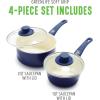 imageGreenLife Soft Grip 1QT and 2QT Saucepan Set Healthy Ceramic Nonstick Non Toxic PFAS ampamp PFOAFree Dishwasher Safe Glass Lids StayCool Handles Easy Clean Cookware Kitchen Essentials BlackBlue
