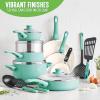 imageGreenLife Soft Grip 1QT and 2QT Saucepan Set Healthy Ceramic Nonstick Non Toxic PFAS ampamp PFOAFree Dishwasher Safe Glass Lids StayCool Handles Easy Clean Cookware Kitchen Essentials BlackTurquoise