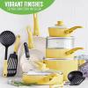 imageGreenLife Soft Grip 1QT and 2QT Saucepan Set Healthy Ceramic Nonstick Non Toxic PFAS ampamp PFOAFree Dishwasher Safe Glass Lids StayCool Handles Easy Clean Cookware Kitchen Essentials BlackYellow