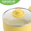 imageGreenLife Soft Grip 1QT and 2QT Saucepan Set Healthy Ceramic Nonstick Non Toxic PFAS ampamp PFOAFree Dishwasher Safe Glass Lids StayCool Handles Easy Clean Cookware Kitchen Essentials BlackYellow