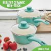 imageGreenLife Soft Grip 1QT and 2QT Saucepan Set Healthy Ceramic Nonstick Non Toxic PFAS ampamp PFOAFree Dishwasher Safe Glass Lids StayCool Handles Easy Clean Cookware Kitchen Essentials BlackTurquoise