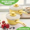 imageGreenLife Soft Grip 1QT and 2QT Saucepan Set Healthy Ceramic Nonstick Non Toxic PFAS ampamp PFOAFree Dishwasher Safe Glass Lids StayCool Handles Easy Clean Cookware Kitchen Essentials BlackYellow