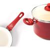 imageGreenLife Soft Grip Healthy Ceramic Nonstick Saucepan with Lid 3QT Red