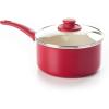 imageGreenLife Soft Grip Healthy Ceramic Nonstick Saucepan with Lid 3QT Red