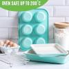 imageGreenLife Bakeware Healthy Ceramic Nonstick 4 Piece Toaster Oven Baking Set with Cookie Sheet Muffin and Cake Pan PFASFree TurquoiseTurquoise