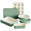 imageGreenLife 6 Piece Nonstick Bakeware Set NonToxic PFASFree Ceramic Oven Pans Dishwasher ampamp Oven Safe to 450F Easy Release Baking Sheet Loaf Pan Rectangle ampamp Round Cake Muffin Pan PinkSage